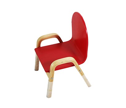 Red children chair with handrails